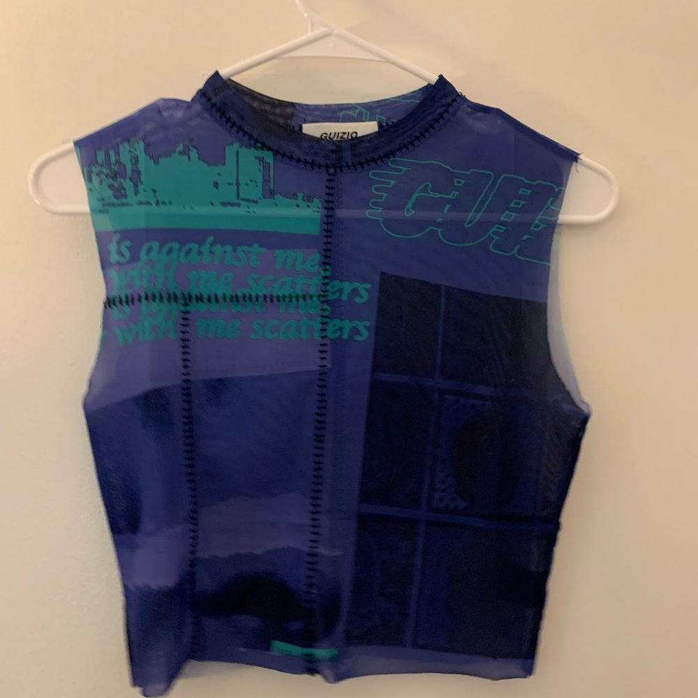 Danielle Guizio Print Mesh Top